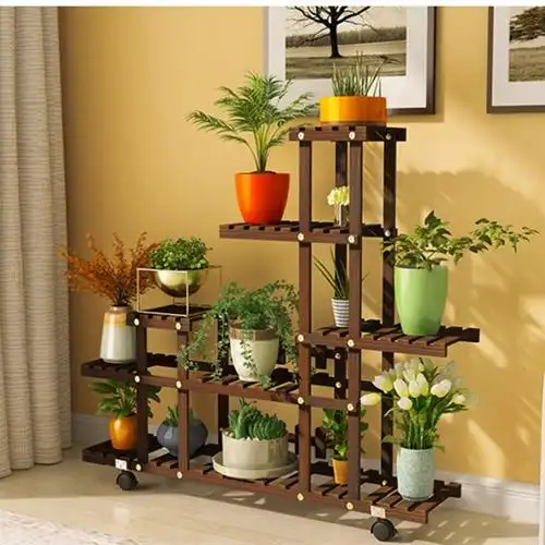 2021新款室内花架客厅花架高端大气现代简约实木封闭阳台花架创意