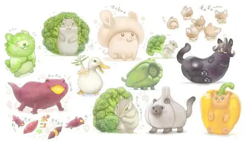 蔬菜精灵大家好我是插画师ぽん吉