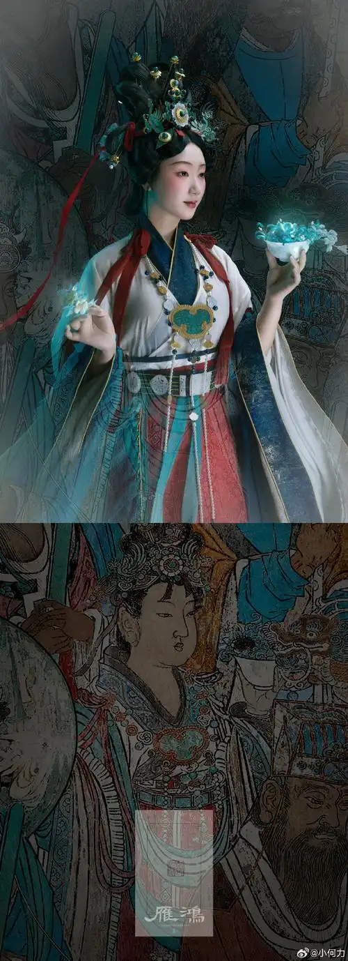 春节##手工##国潮正当红#  头冠服饰均出自@雁鸿aimee  摄影后期:原