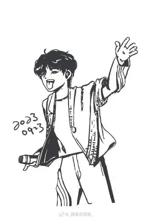 周深超话#周深粉丝思念成疾#凑齐了9张黑白小画,合起来发发.
