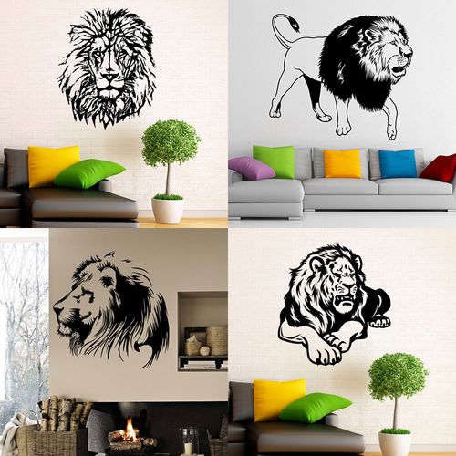 狮子头像贴画非洲雄狮lion贴纸创意动物王者客厅背景装饰墙贴自粘