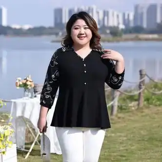 vgdg中年装5060岁上档次中袖衬衣200斤高档女装雪纺衫胖黑色f96552xl