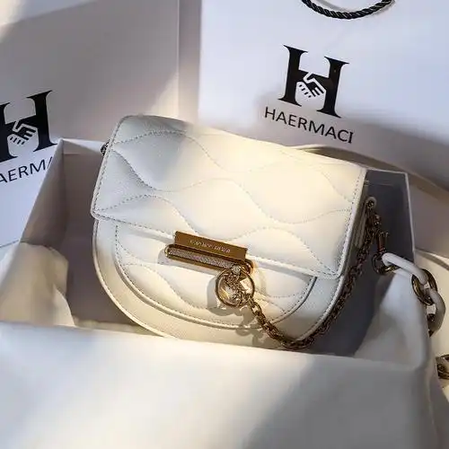 lmk奢侈品名牌包包小香风菱格链条包白色韩版斜挎小包软真皮女包