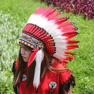 印第安酋长帽 羽毛头饰 庞克帽 印地安帽 cosplay headdress