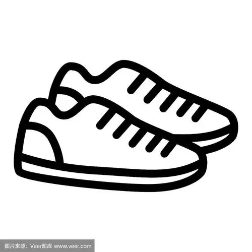 运动鞋矢量插图孤立在白色.鞋履轮廓风格设计,专为网页和应用设计.