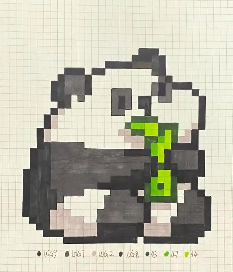 挑战100幅像素画/第四期:吃竹子的小熊猫94 #像素画 # - 抖音