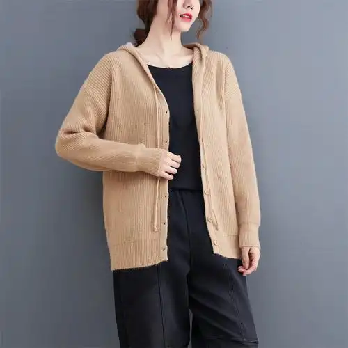 毛衣开衫胖mm宽松休闲上衣连帽外套女报价_参数_图片_视频_怎么样