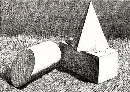 三个石膏几何体组合素描画教程