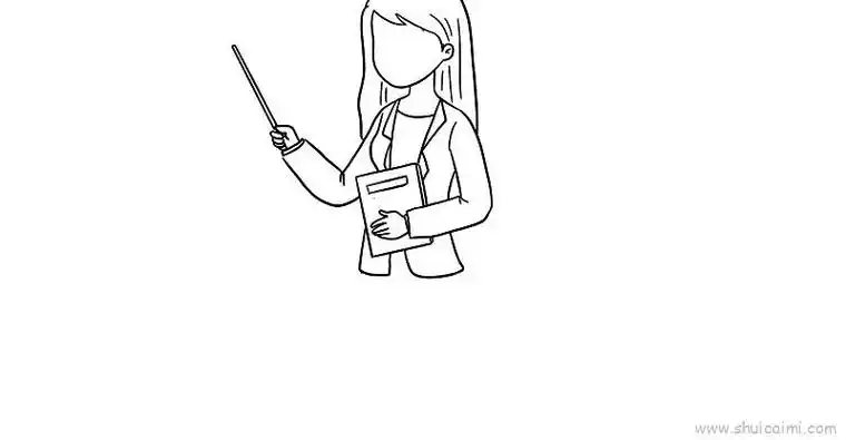 长发老师儿童画怎么画 长发老师简笔画图片