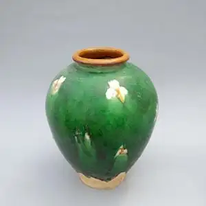 唐三彩摆件 绿釉陶罐 中国风工艺品 瓷器 花瓶插瓶 仿古玩 收藏