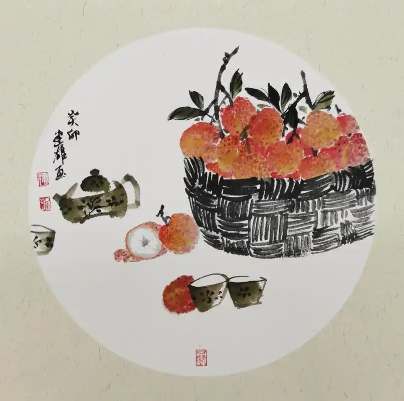 小品.圆形扇面小品#手绘国画作品 #儿童水墨画 #原创作品  - 抖音
