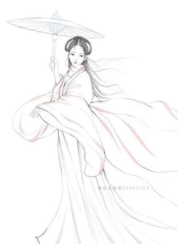 高能多图!古风汉服人物手绘线稿