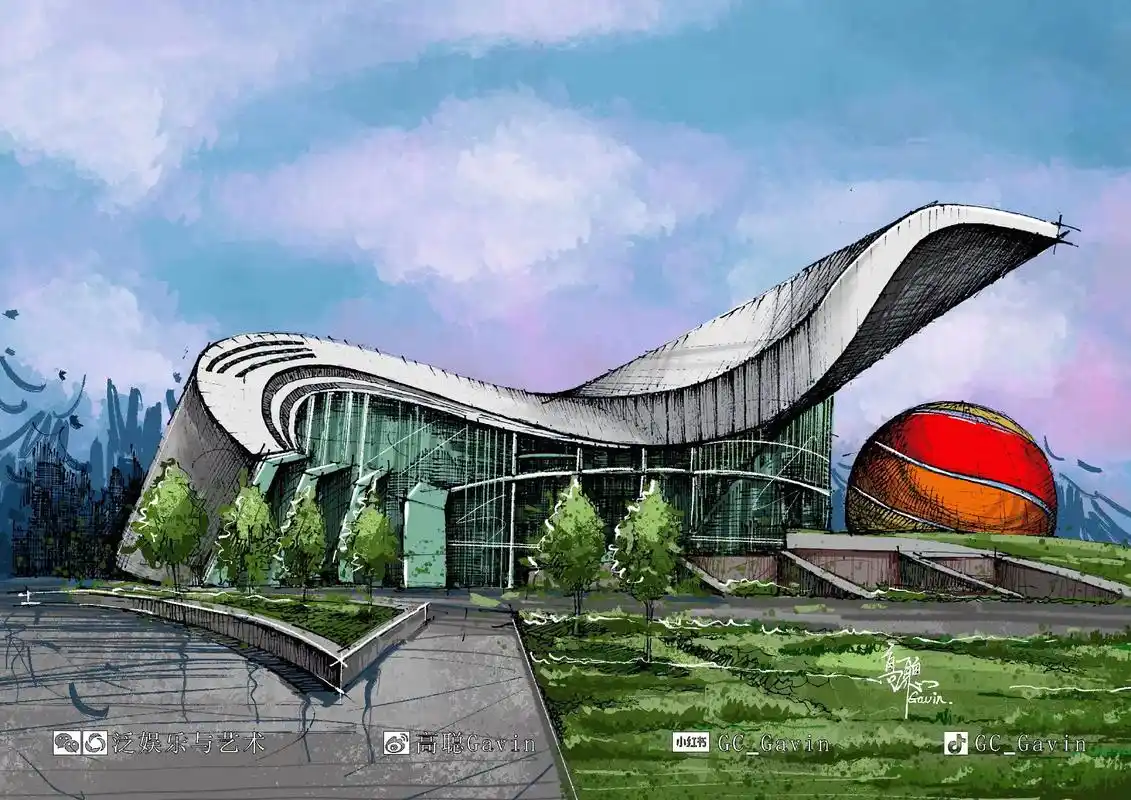 手绘内蒙古(三)手绘内蒙古61内蒙古科技馆#建筑手绘 #画画 - 抖音