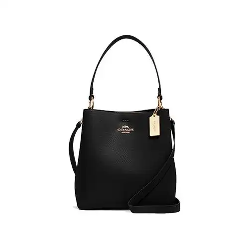 香港直发coach蔻驰单肩斜挎包女士皮质黑色拉链通用款女包