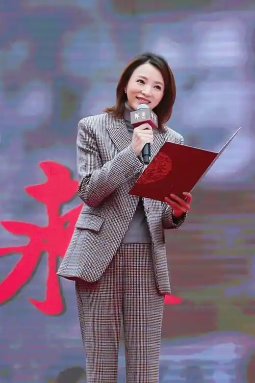 董卿身穿格子西装配高领毛衣保暖帅气而黑色连衣裙优雅成熟