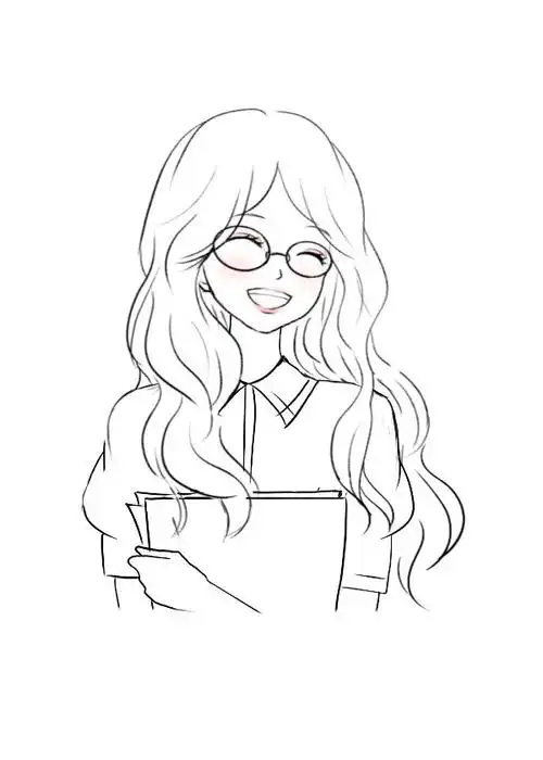 网友交流区 碧水江汀长卷发,带圆框眼睛,呆萌的笑,红白格子连衣裙