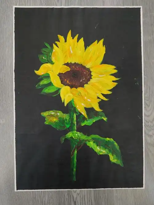 儿童水粉画单枝向日葵