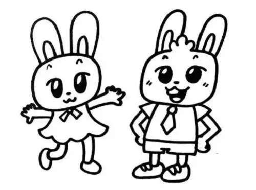兔子简笔画可爱卡通 两只兔子简笔画画法步骤