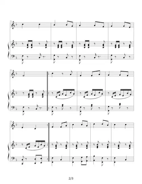 保尔的母鸡 f调 钢琴谱 五线谱