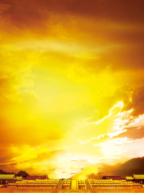 金色黄昏风景大气天空商务背景素材