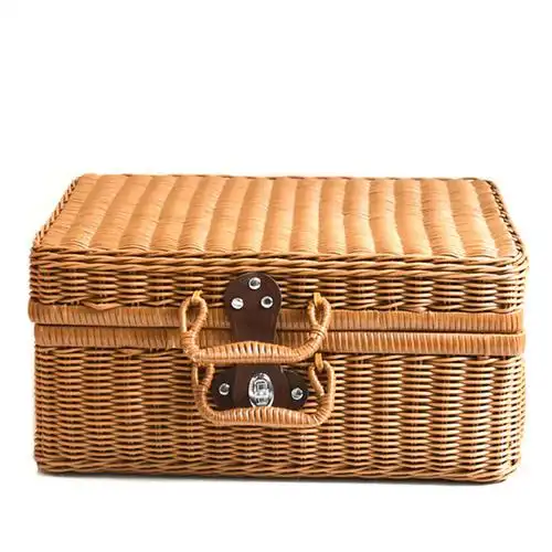 手工藤箱复古手提箱婚礼装饰送礼伴手礼藤编整收纳箱