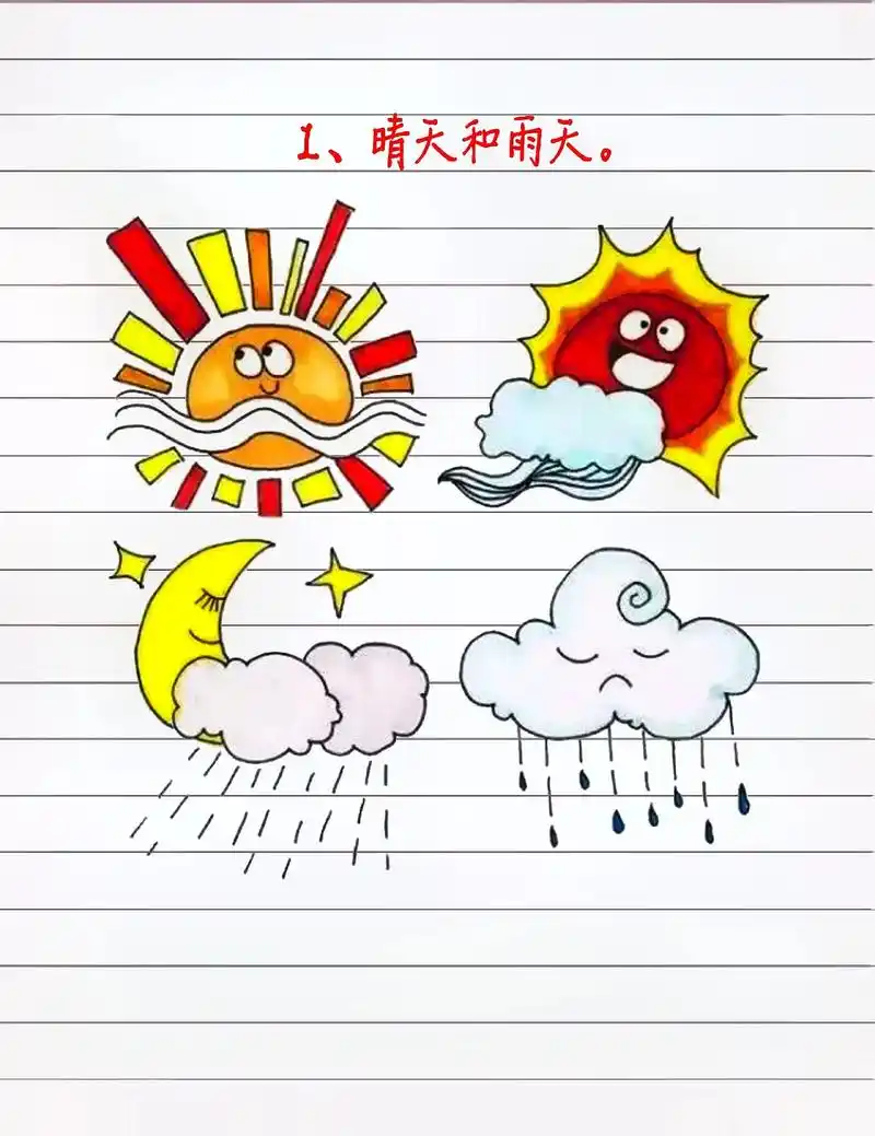 小学一定要认识的天气符号,写日记画画都能用.后面有打印版#家 - 抖音
