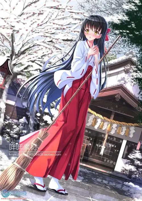 二次元动漫美少女和风巫女服装图片集日系卡通绘画参考素材