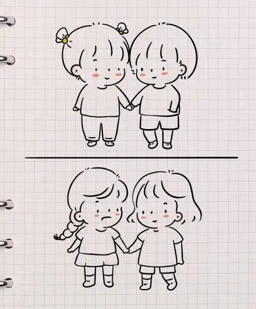 闺蜜二人简笔画