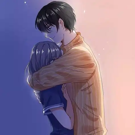 浪漫拥抱卡通情侣头像图片