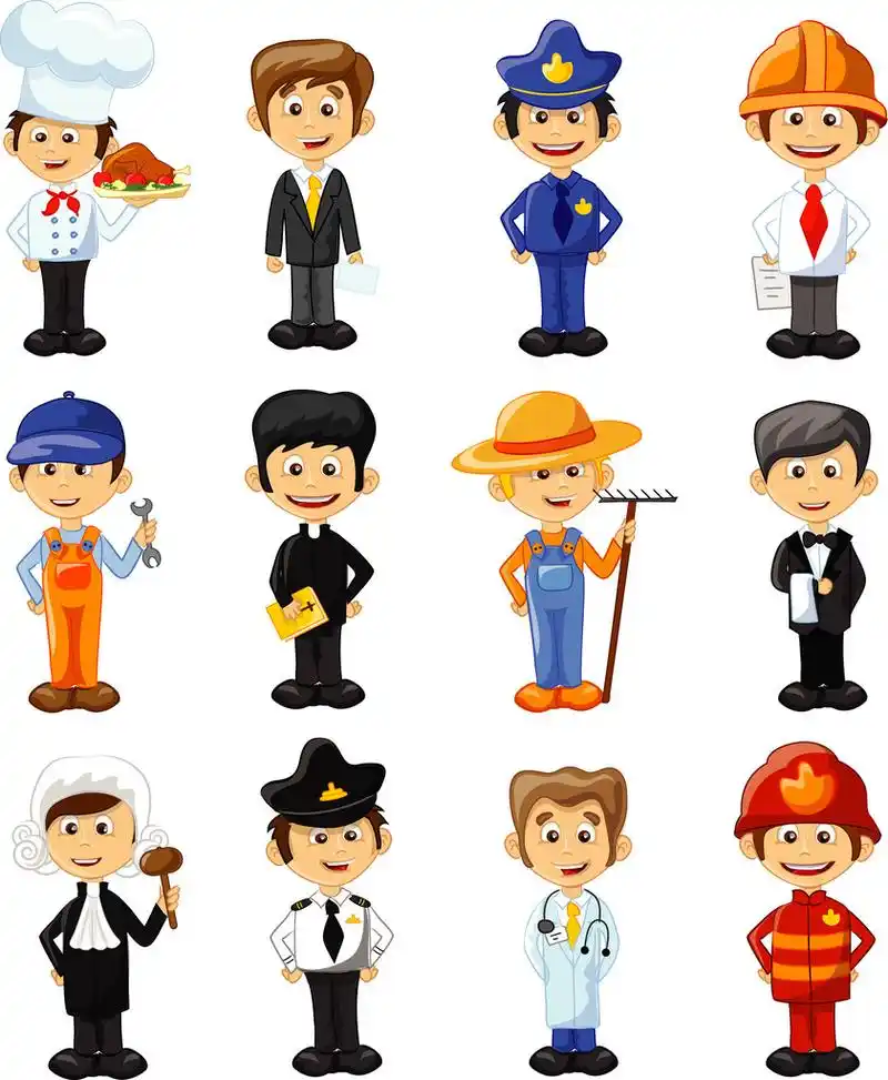 不同专业的卡通人物