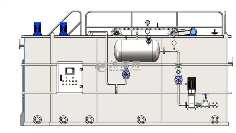 10m3溶气气浮三维建模 - 气浮设备图纸 - 沐风网
