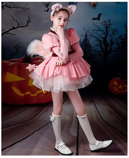 新款万圣节儿童服装 粉色小狐狸动物女童cosplay玲娜贝儿装扮演出服饰