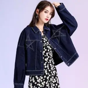 深色牛仔外套女宽松bf风2020秋季新款韩版水洗牛仔褂学生短款上衣