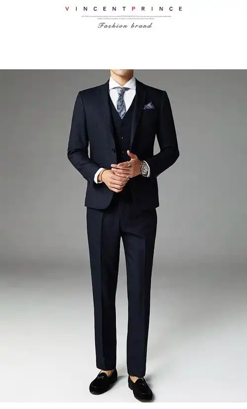 品牌男装结婚西服套装新郎礼服修身韩版商务休闲英伦男士西装三件套