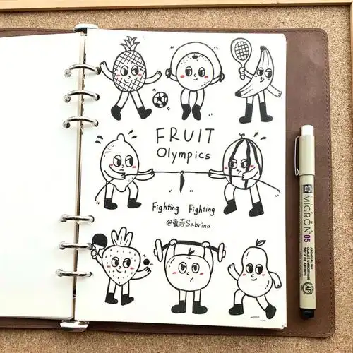 零基础画画doodle涂鸦手绘插画水果拟人