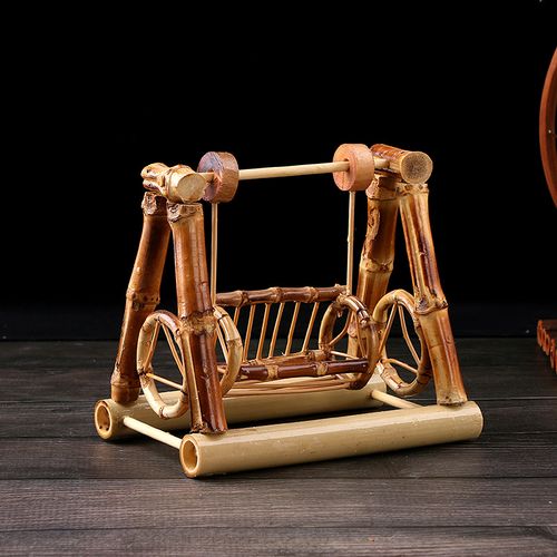 摆件装饰品紫竹工艺品摆设竹风风车水车模型礼物摆件