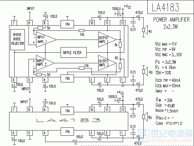 100个功放参考电路
