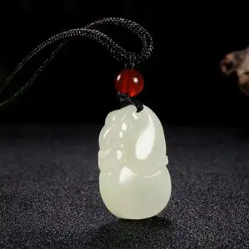 和田玉葫芦吊坠男女士款白玉石挂件项链宝宝小玉坠礼品带证书 款式一