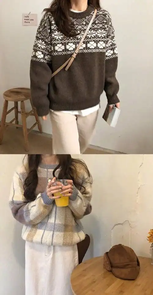 小个子女生甜美穿搭,棉花糖毛衣配毛呢裙,慵懒温暖又日常