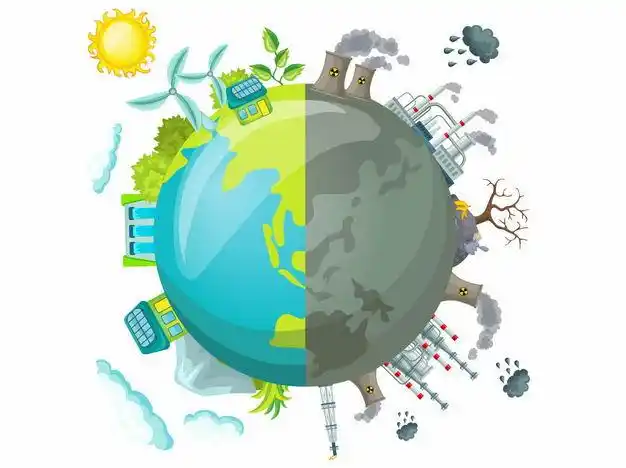 地球一半是青山绿水清洁能源另一半是各种化工厂污染环境4839178矢量