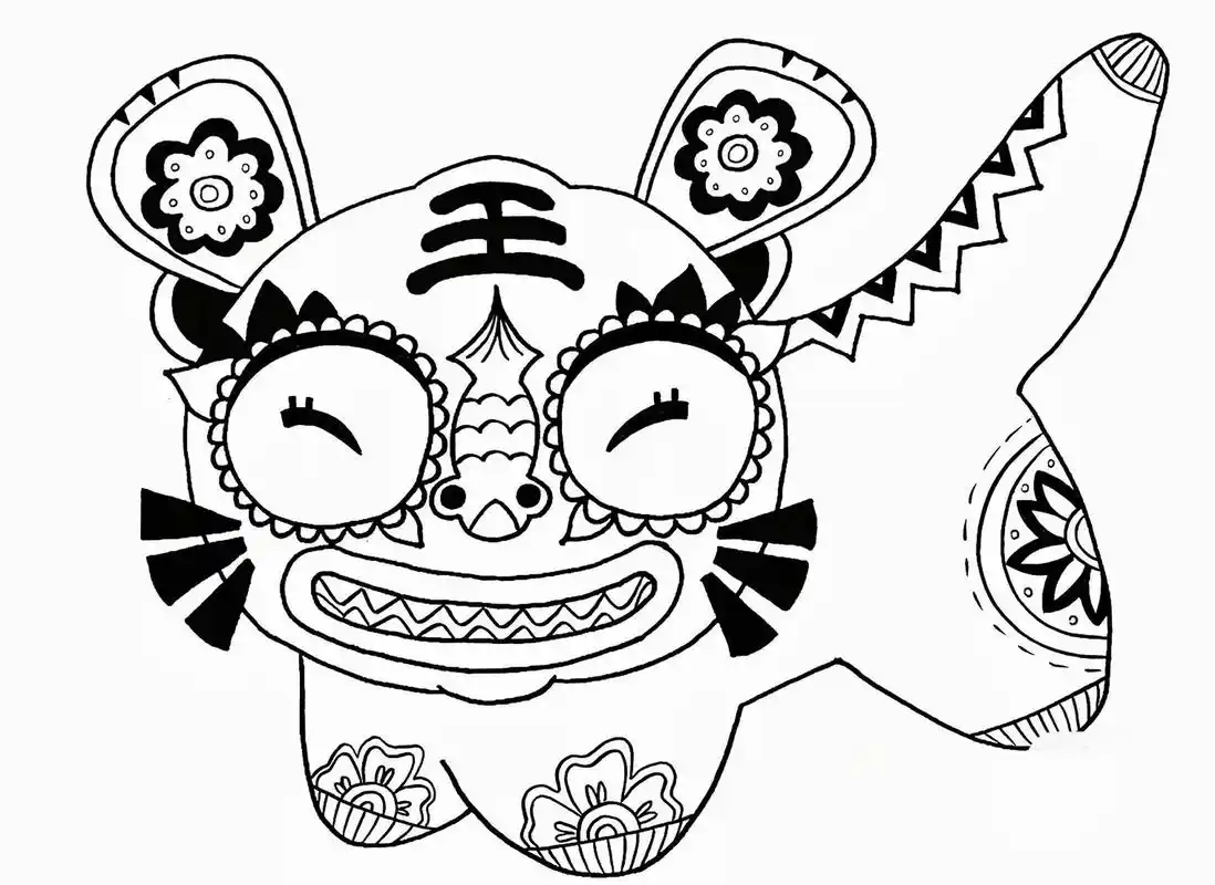 布老虎创意儿童画步骤图少儿美术虎年素材