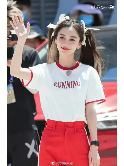 angelababy杨颖今日录制奔跑吧的路透照释