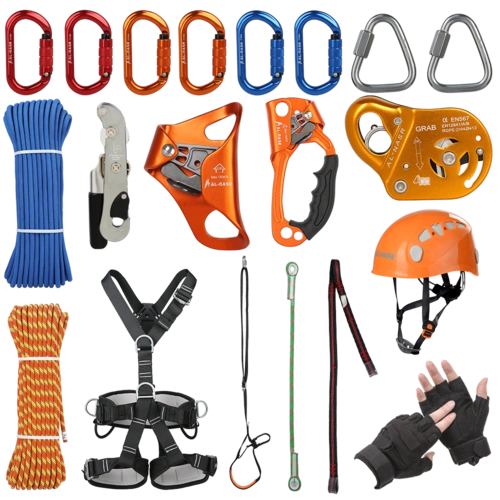 户外登山攀岩装备速降高空安全上升下降套装绳索