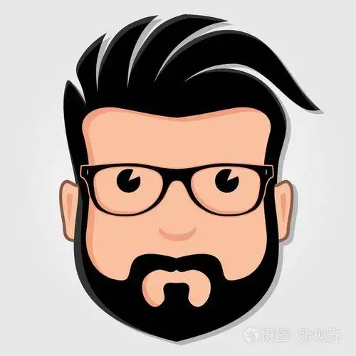 戴眼镜的男子卡通面孔.矢量插图