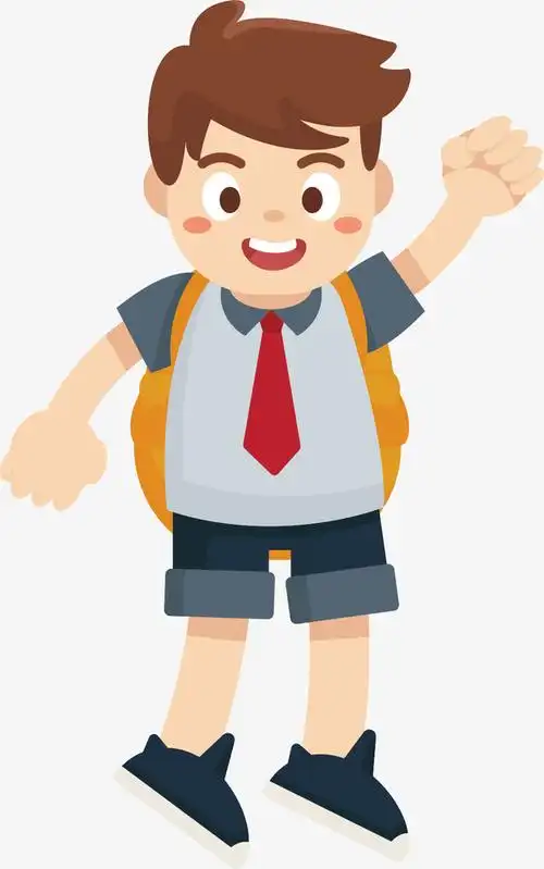 矢量图开心上学的学生