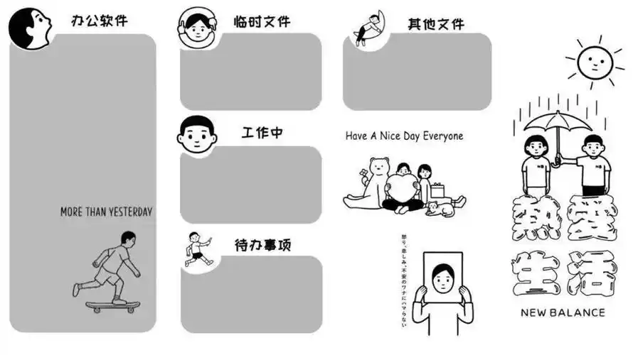 努力工作 早日退休7515简约电脑分区壁纸公众号内留言05获取原图