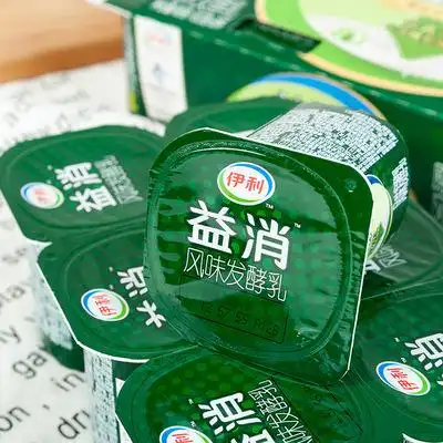 伊利酸奶益消原味八连杯成板100g16杯装小瓶风味发酵乳浓酸牛奶