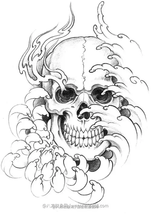 大臂传统骷髅纹身手稿