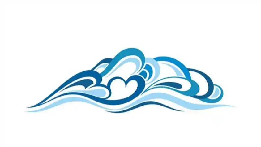 潮水的简笔画带颜色