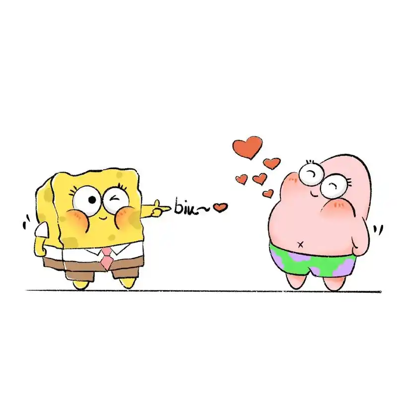 抖音图文来了 线稿图来咯……派大星对海绵宝宝说:"你陪我玩 - 抖音